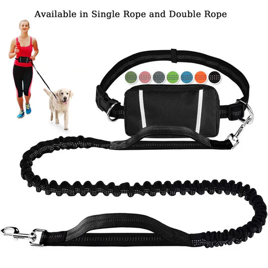 Laisse pour chien mains libres avec sac banane pratique