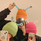 Bonnet tricoté d'hiver mignon et lumineux pour parents et enfants, petit monstre