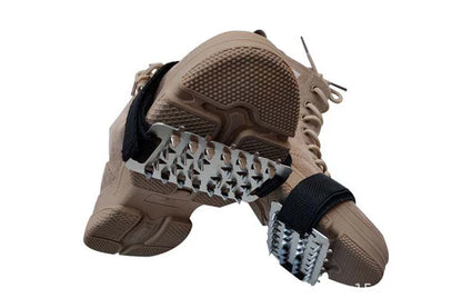 Crampons à glace 26 dents pour surchaussures antidérapantes, escalade, neige et boue Plaques antidérapantes en acier inoxydable Crampons à neige en acier au manganèse