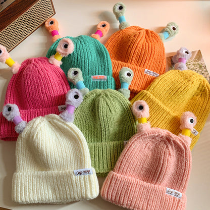 Bonnet tricoté d'hiver mignon et lumineux pour parents et enfants, petit monstre