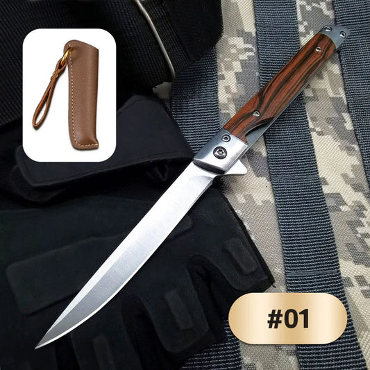 🗡✨Couteau pliant avec manche en bois pour le travail, la randonnée et le camping⛺
