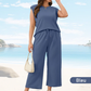 🌺New Arrival Hot Sale🌺Ensemble deux pièces décontracté pour femme, haut à manches courtes et pantalon court à jambes larges