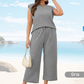🌺New Arrival Hot Sale🌺Ensemble deux pièces décontracté pour femme, haut à manches courtes et pantalon court à jambes larges