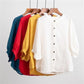 Chemise en lin et coton pour femme, manches lanternes