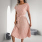 Robe plissée à fleurs à manches courtes pour femme