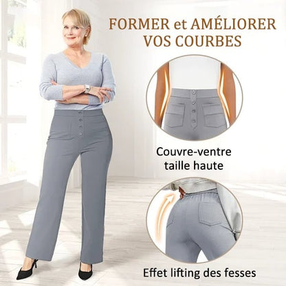 45% de réduction🔥Haute élasticité - Pantalon décontracté taille haute à jambe droite