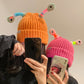 Bonnet tricoté d'hiver mignon et lumineux pour parents et enfants, petit monstre