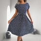 Robe plissée à fleurs à manches courtes pour femme