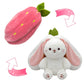 🔥Lapin aux fraises transformé en petit lapin 🎀 Peluche poupée fruit 🐰