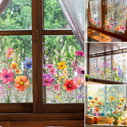 💐Autocollant de fenêtre Bouquet de fleurs colorées💞🖼️
