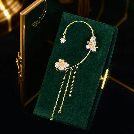 🎀Boucles d'oreilles élégantes à pompons et fleurs papillon