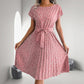 Robe plissée à fleurs à manches courtes pour femme