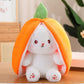 🔥Lapin aux fraises transformé en petit lapin 🎀 Peluche poupée fruit 🐰