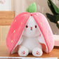 🔥Lapin aux fraises transformé en petit lapin 🎀 Peluche poupée fruit 🐰