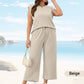🌺New Arrival Hot Sale🌺Ensemble deux pièces décontracté pour femme, haut à manches courtes et pantalon court à jambes larges