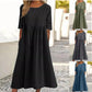 🔥 « Soldes d'été ! Robe en coton à col rond et poches – Légère et élégante pour toutes les occasions ! 🌞👗 » ✨
