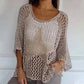 ⏳Remise à durée limitée🔥Haut en résille crocheté à col rond pour femme