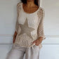 ⏳Remise à durée limitée🔥Haut en résille crocheté à col rond pour femme