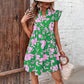 Robe à col en V et manches à volants