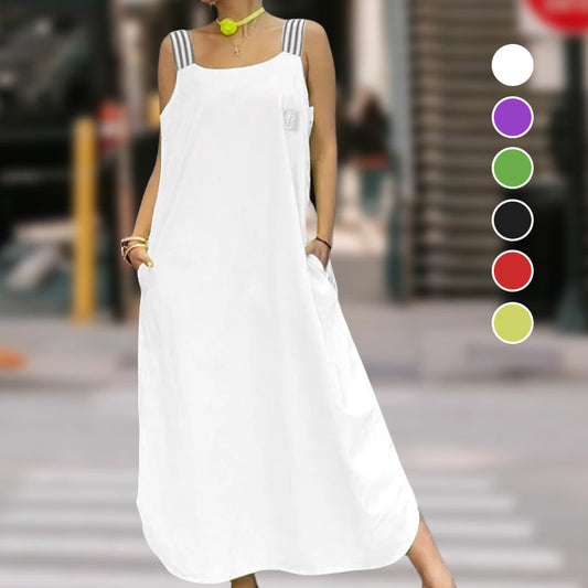 Robe longue à larges bretelles et poches