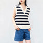 Pull rayé à col en V ou gilet pull