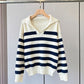 Pull rayé à col en V ou gilet pull