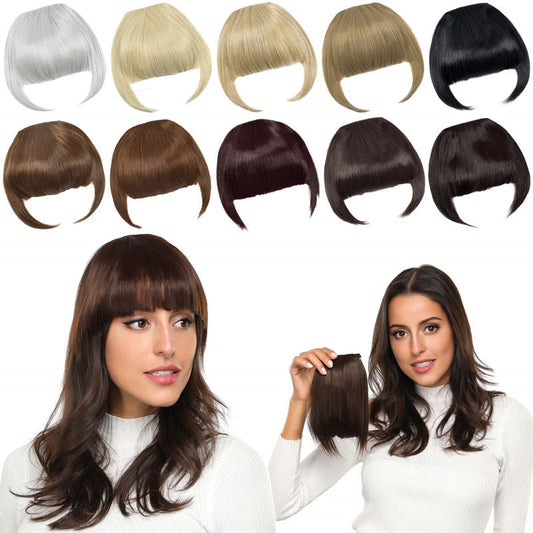 Extension de cheveux à clipser 3D sans couture avec frange