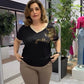 Haut col en V avec imprimé élégant pour femme