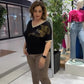 Haut col en V avec imprimé élégant pour femme