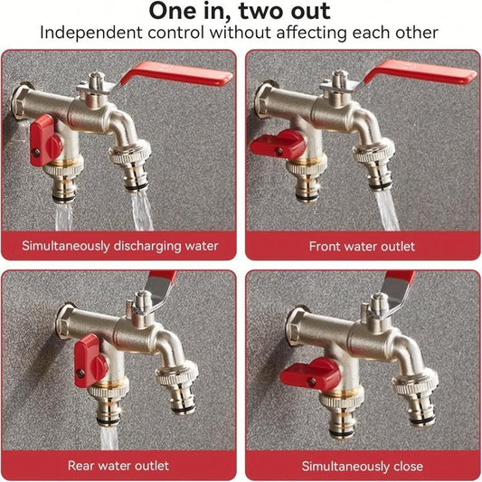 Double sortie pour usage extérieur | Clapet anti-retour intégré et laiton antigel (UKCA/CE)