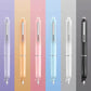 Stylo plume avec pointe rétractable : 0,38 mm, encre bleue & noire, porte-stylo transparent. Inclut 5 cartouches d'encre rechargeables.