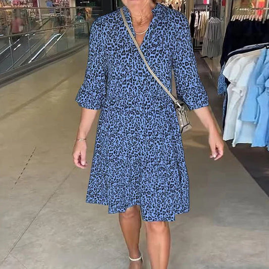 "🎉 Soldes d'été - 55% de réduction 🛍️ Robe femme décontractée imprimé léopard, décolleté en V, coupe ample"