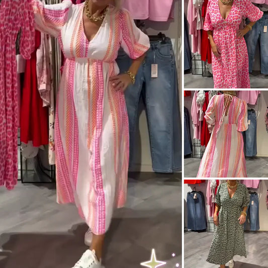 👗✨Robe imprimée à col en V pour femme