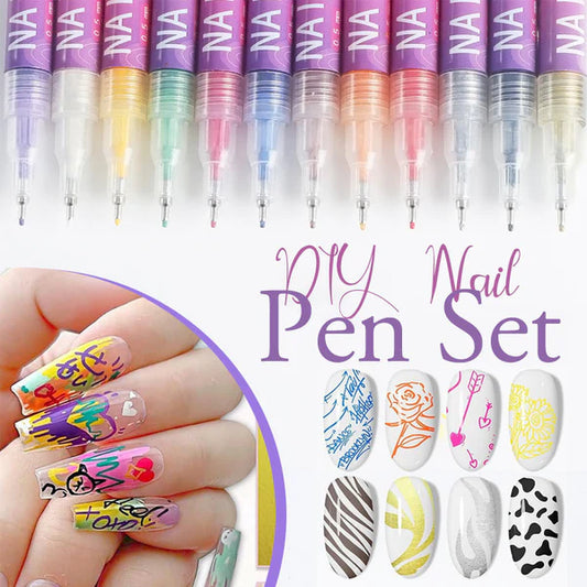 ✨ Kit Nail Art 12 couleurs – Stylos créatifs pour des ongles sublimes