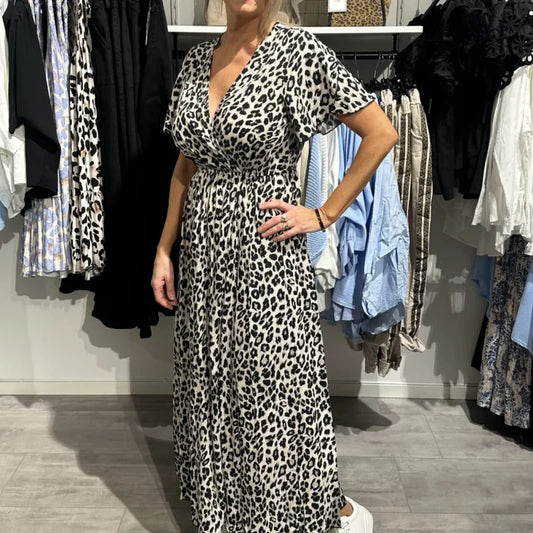 Robe longue tendance à imprimé léopard pour femme