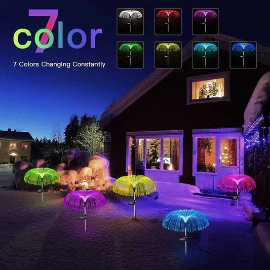 Lampe de Jardin Solaire – Lampe Méduse à Couleurs Changeantes