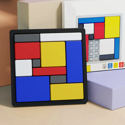 Jeu de puzzle créatif avec des blocs géométriques