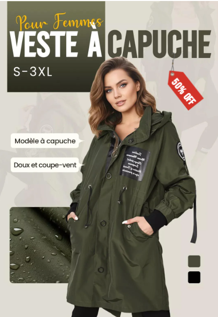 💜 DERNIER JOUR DE LA PROMOTION – 50 % DE RÉDUCTION 💜 Veste femme à manches longues et capuche