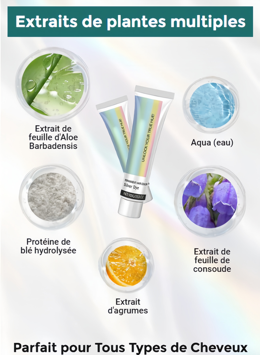 Coloration Grise aux Extraits de Plantes – Crème Capillaire Naturelle
